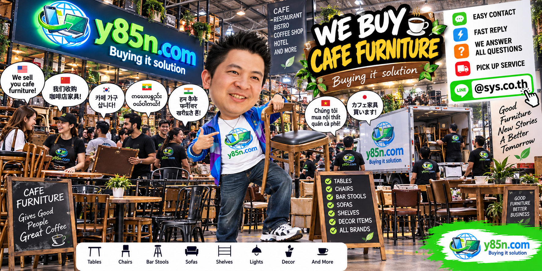 How to sell used cafe furniture to Y85N.com