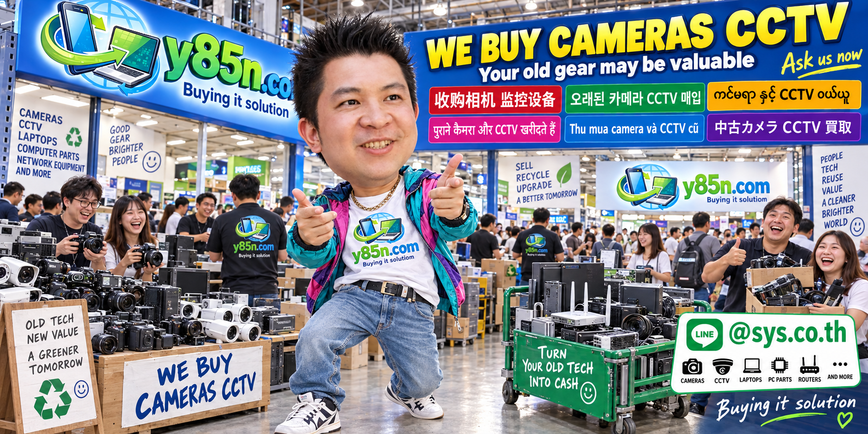 Busy Y85N.com CCTV and security camera buying warehouse serving sellers across Thailand