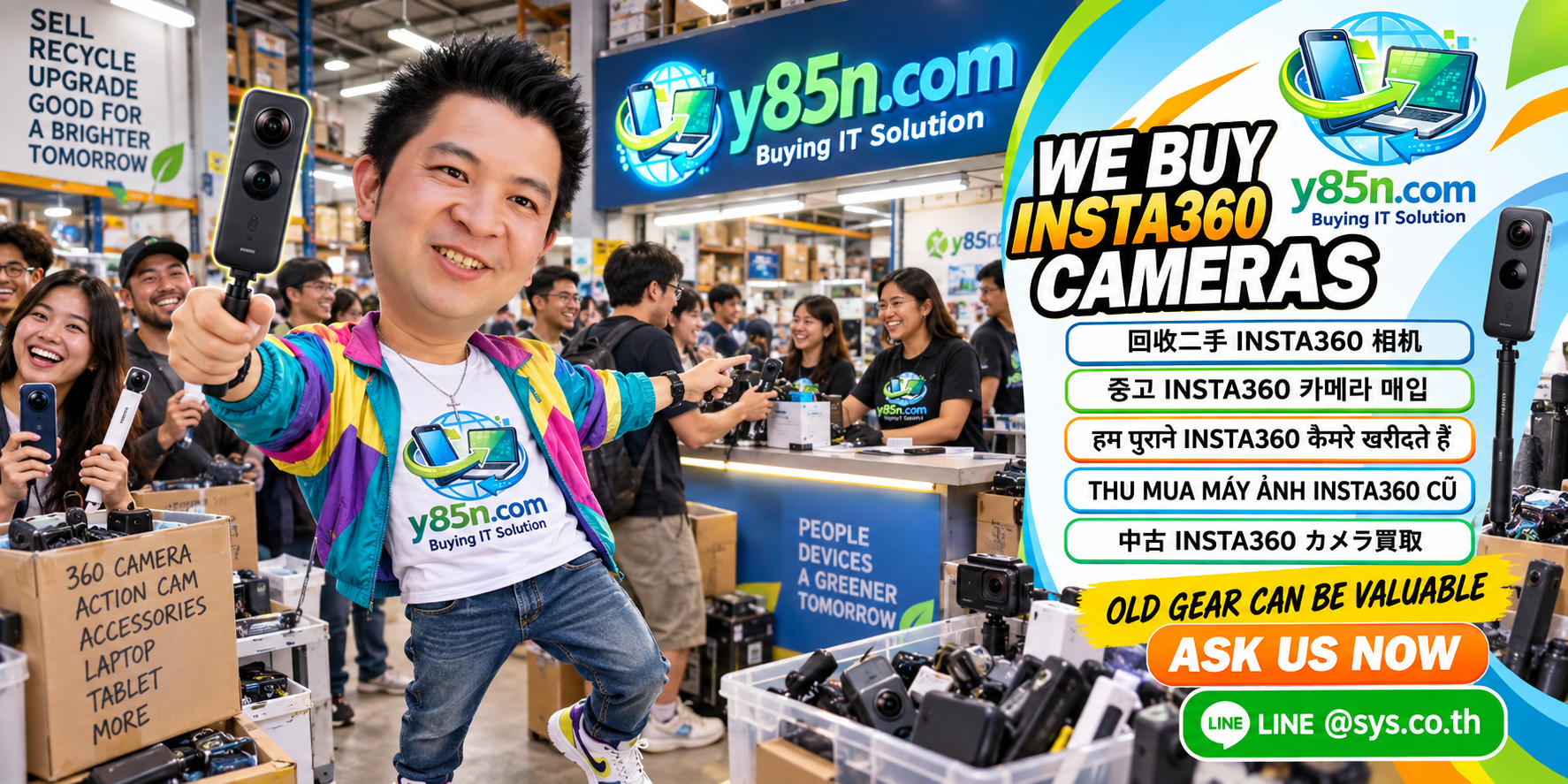 Busy Y85N.com warehouse buying Insta360 cameras in Thailand