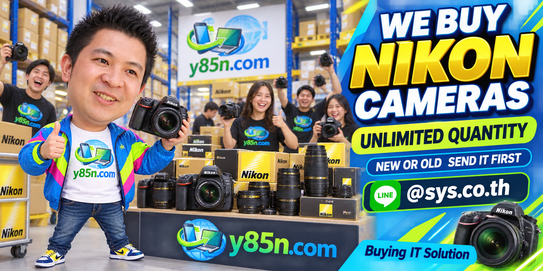 Y85N.com Nikon camera buying warehouse with Nikon cameras, lenses and customers