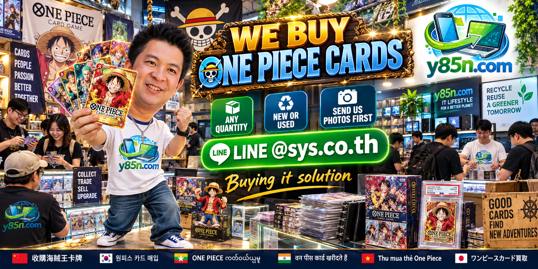 Y85N.com team and customers buying ONE PIECE Card Game cards
