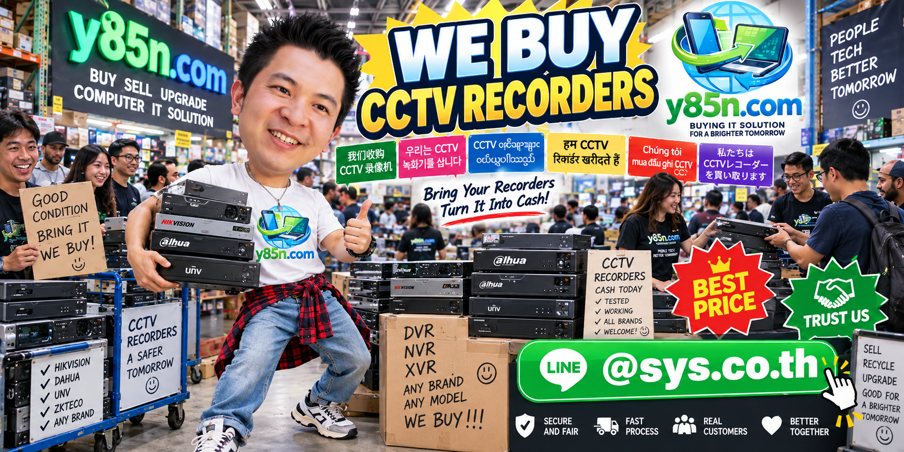 Y85N.com warehouse buying used CCTV recorders with international seller support