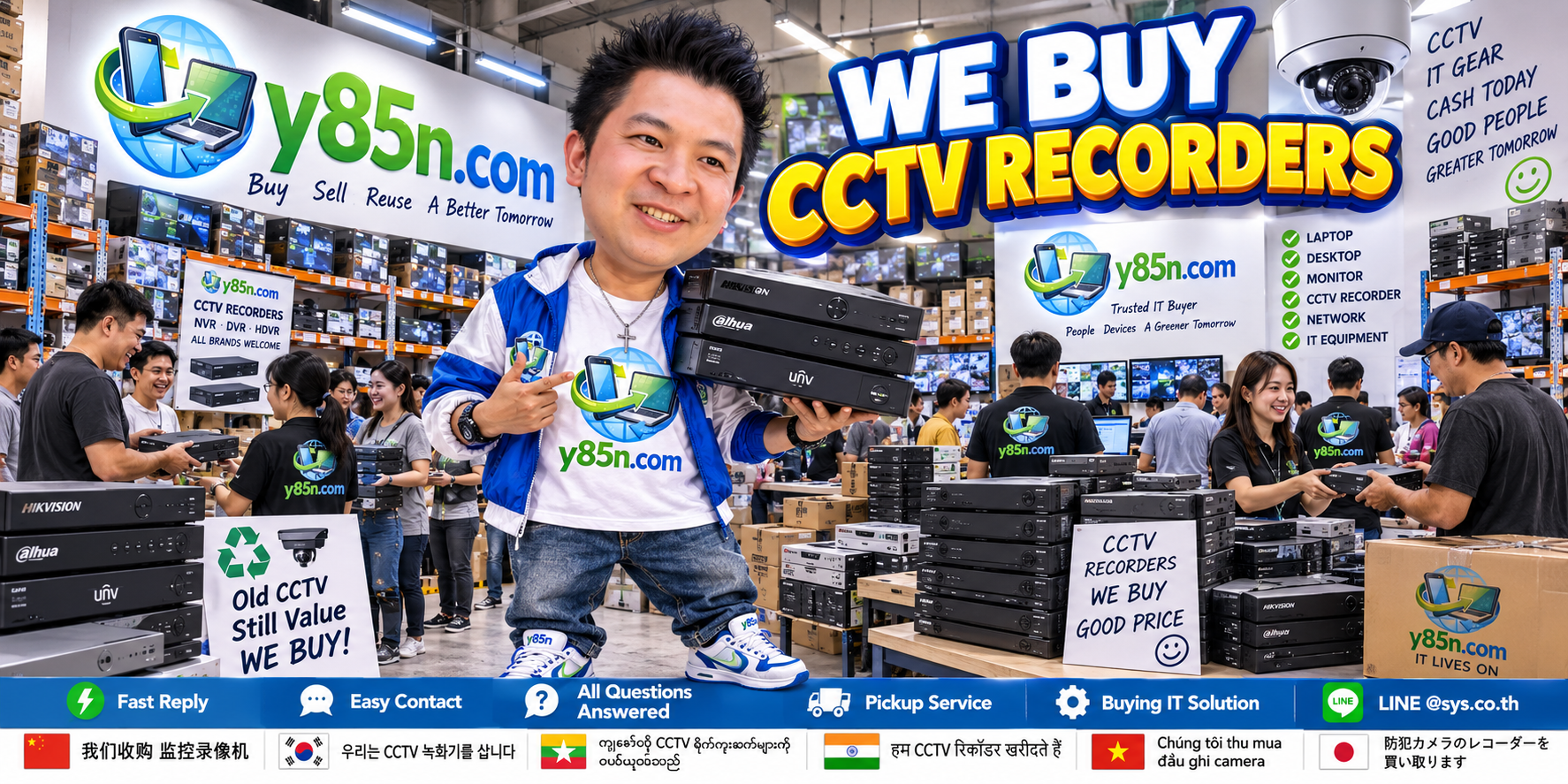 Y85N.com CCTV recorder buying contact banner with LINE at sys.co.th