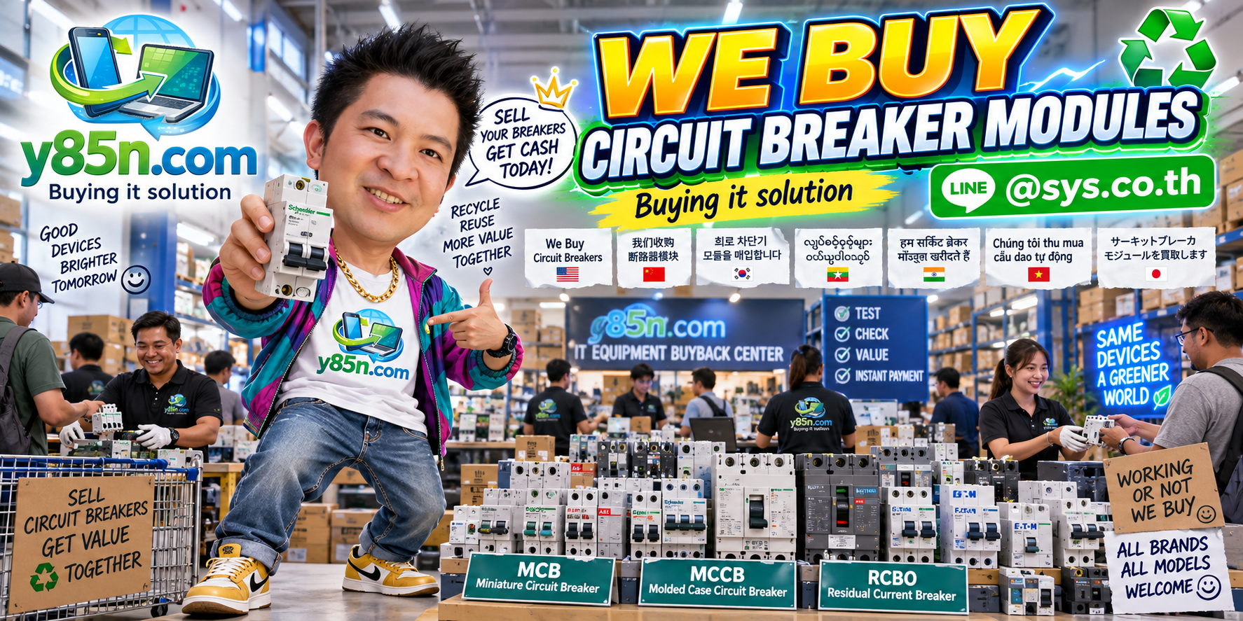 Busy Y85N.com warehouse buying circuit breaker modules in Thailand