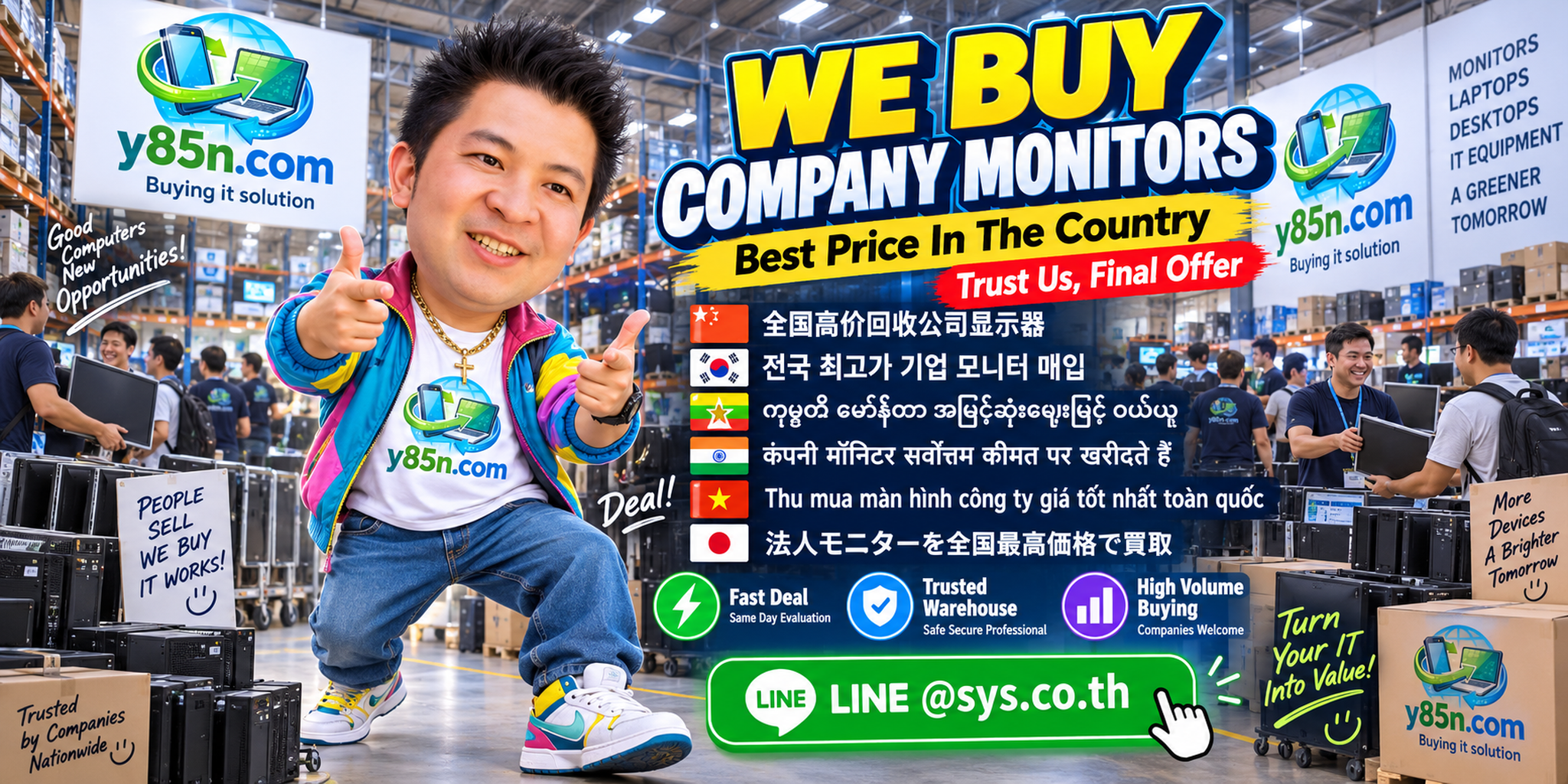 Y85N.com company monitor warehouse buying service for corporate and international sellers in Thailand