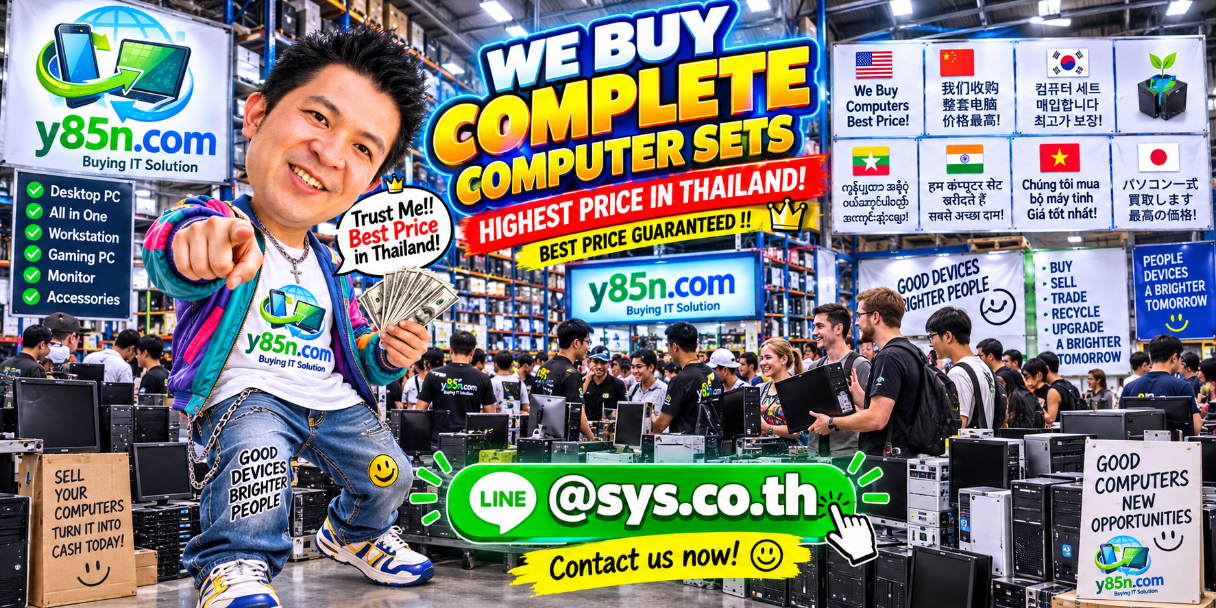 Y85N closing banner for complete computer set buying in Thailand