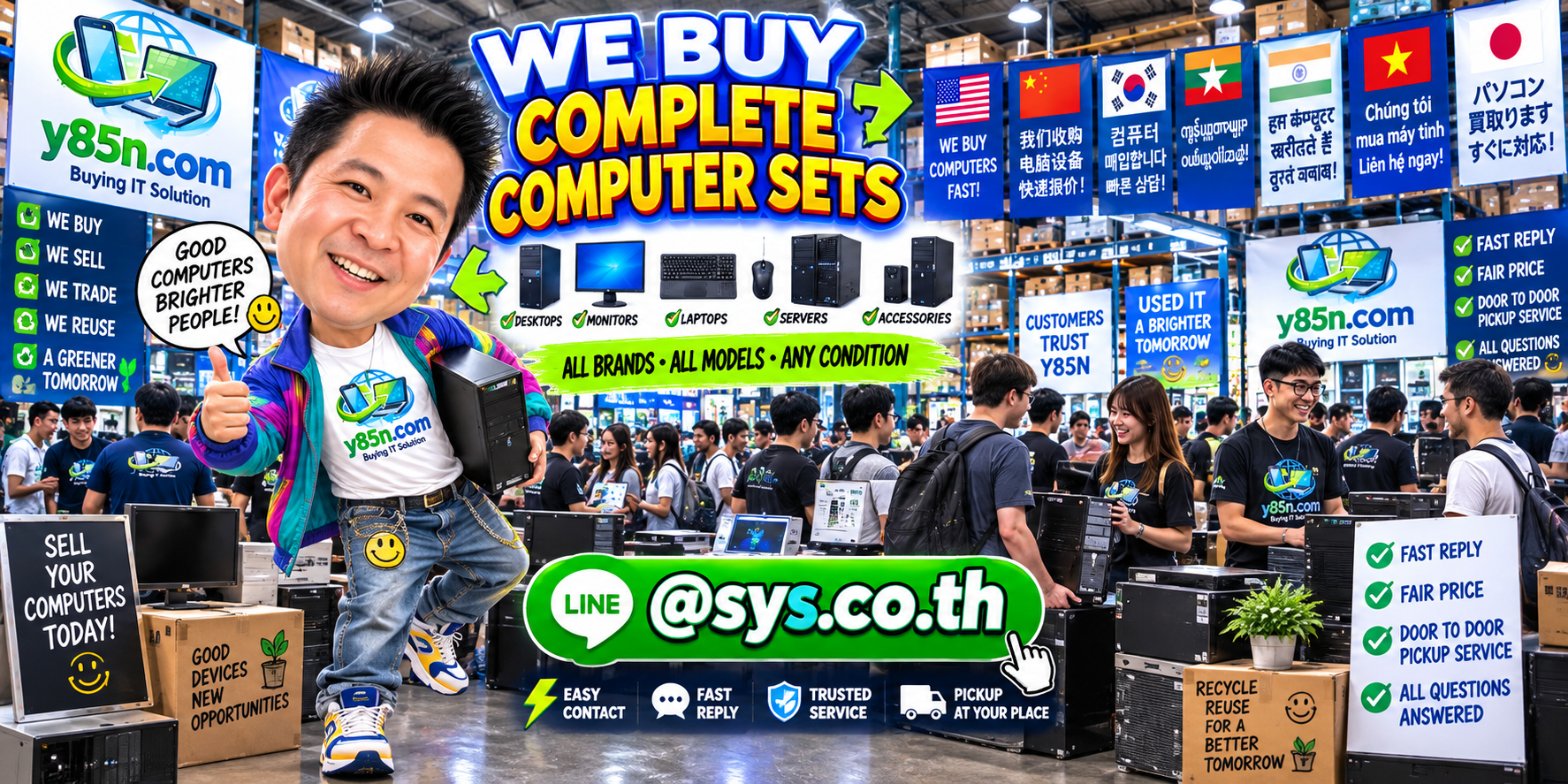 Y85N line contact banner for complete computer sets