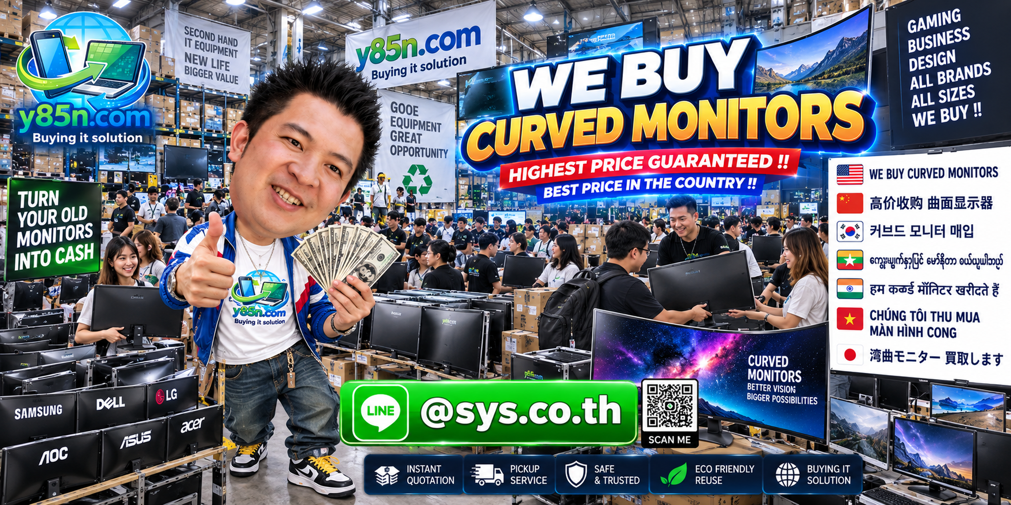 Y85N.com curved monitor buying closing campaign