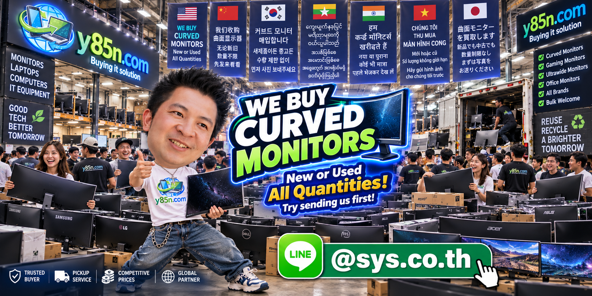 Y85N.com curved monitor buying warehouse campaign