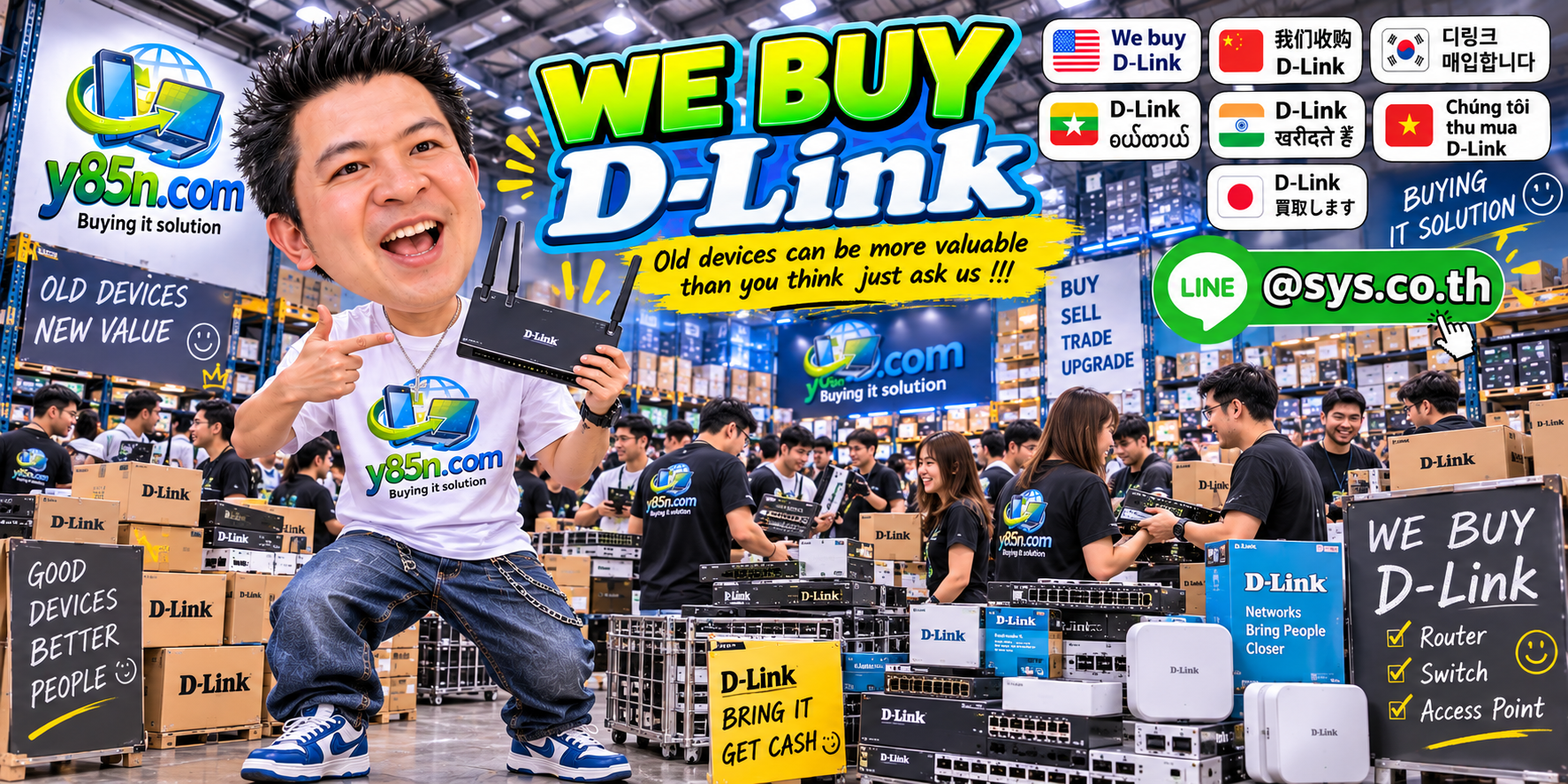 Busy Y85N.com warehouse buying D Link network equipment in Thailand