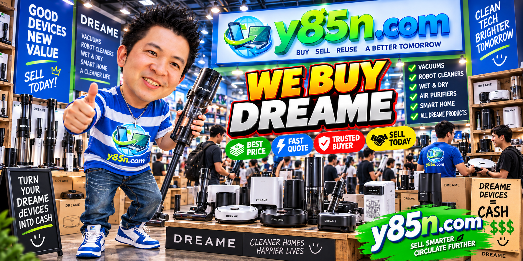Y85N.com warehouse buying used Dreame products from sellers in Thailand