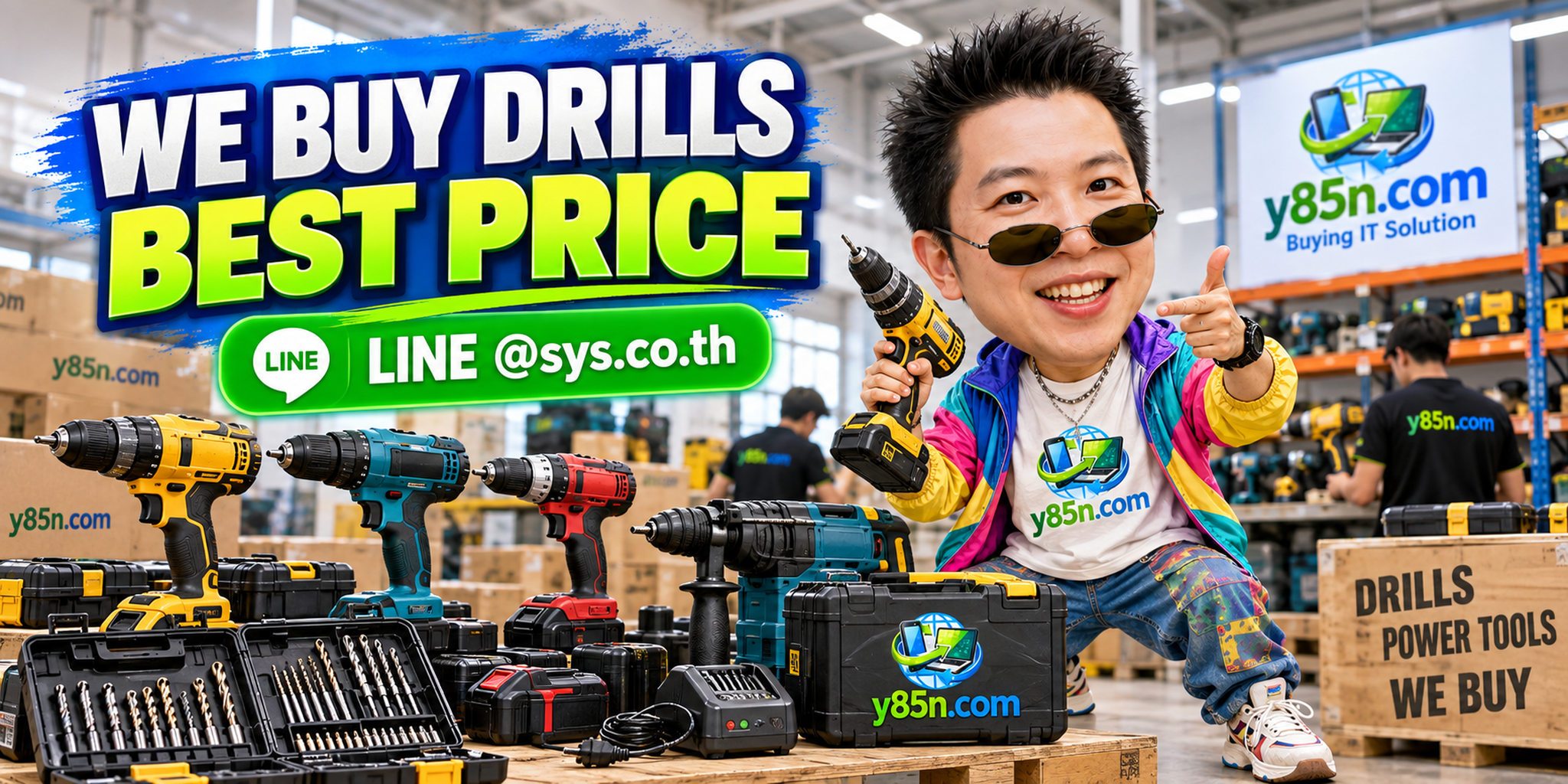 Y85N.com warehouse buying used and bulk drills with international seller support
