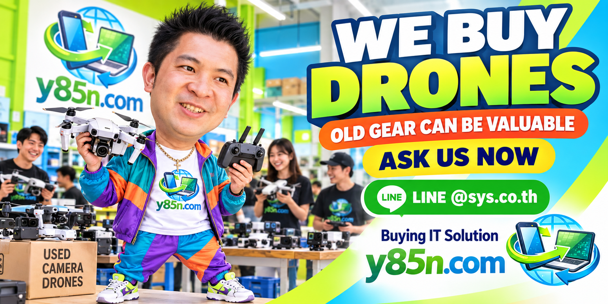 Y85N.com drone buyer Thailand warehouse banner