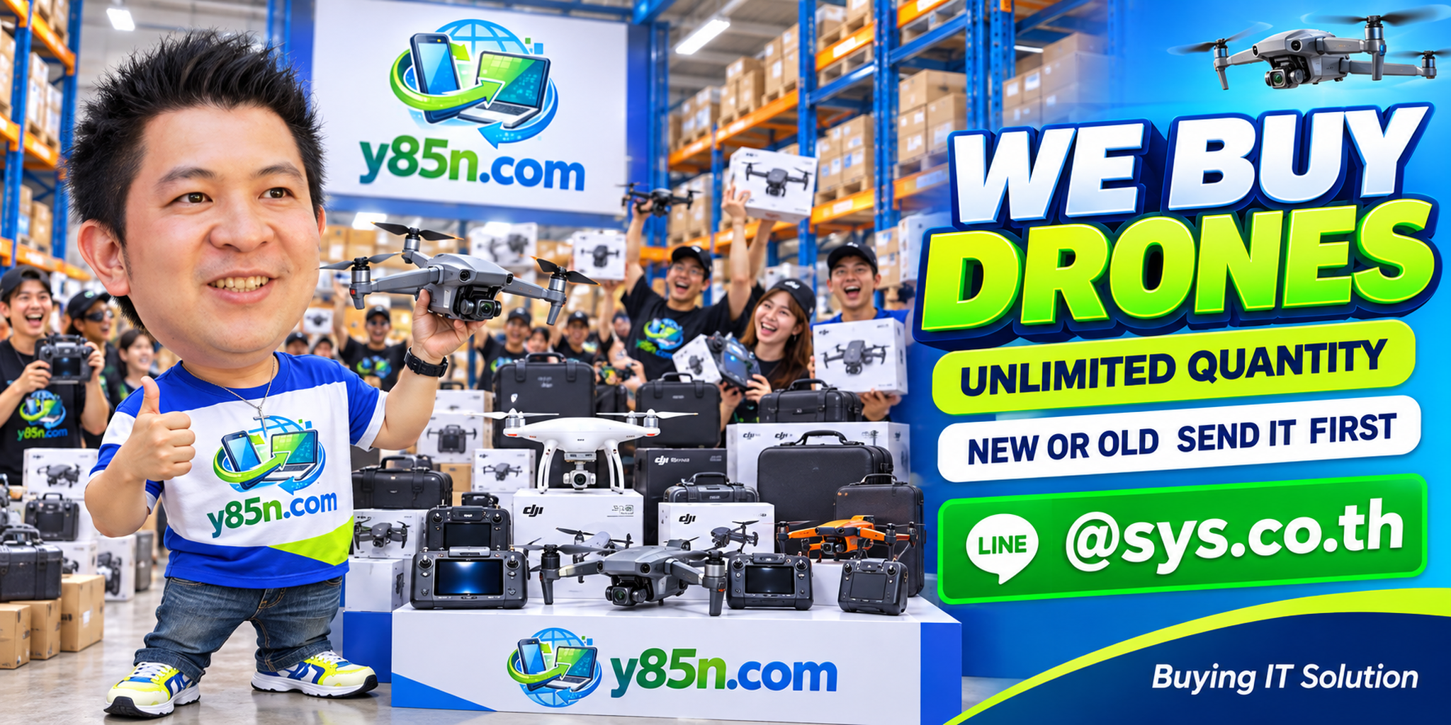 Busy Y85N.com drone buying warehouse in Thailand