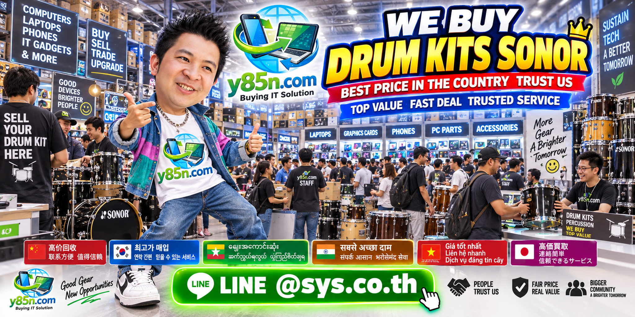 Y85N.com warehouse buying Sonor drum kits with international seller service