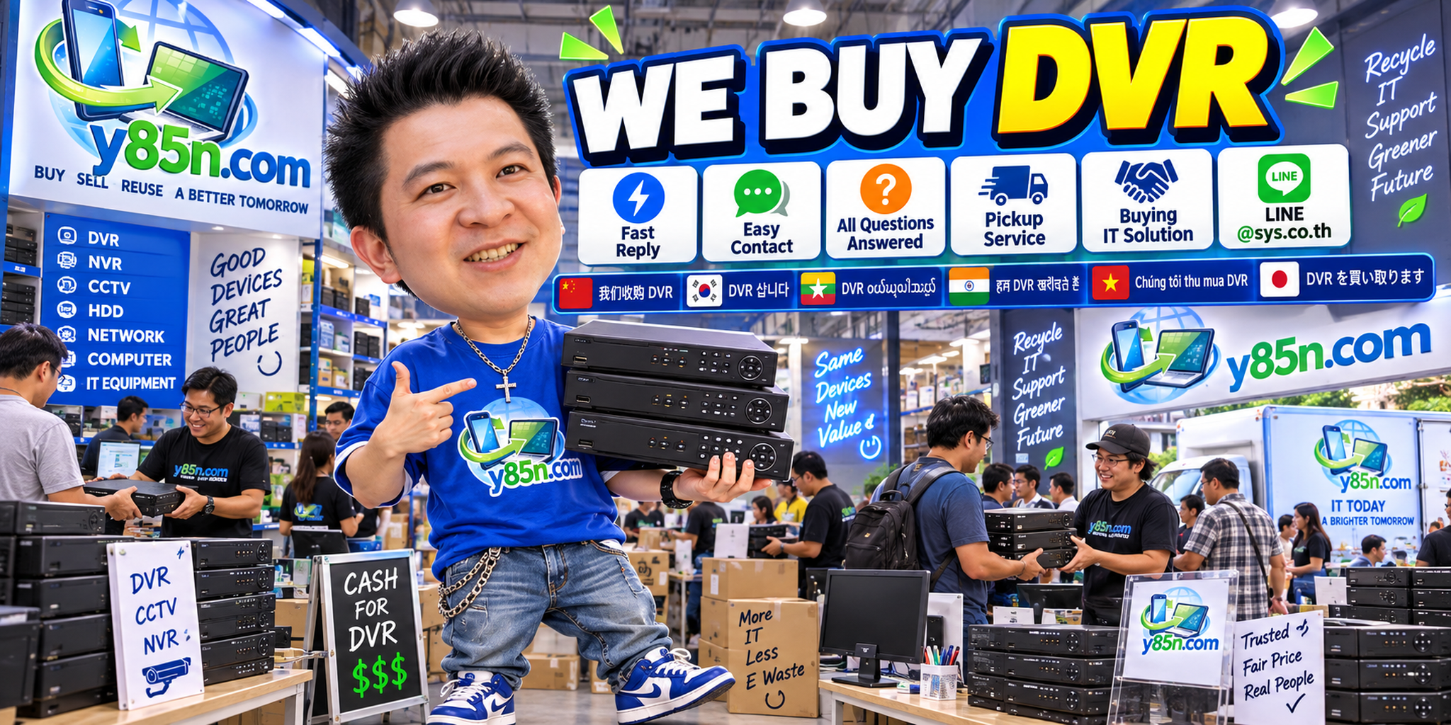 Y85N.com DVR buying contact banner with LINE at sys.co.th