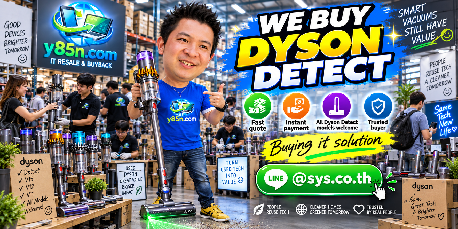 Busy Y85N.com warehouse buying Dyson Detect cordless vacuum cleaners in Thailand
