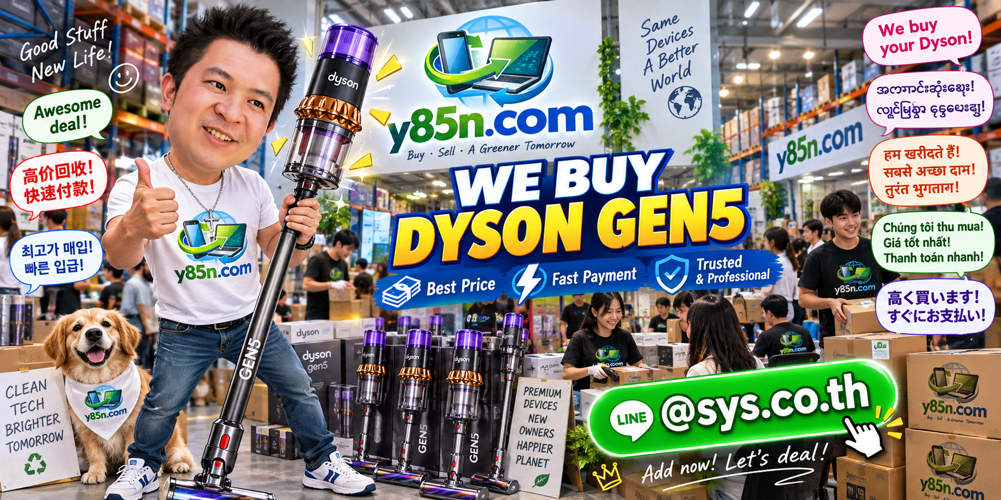 Y85N.com warehouse buying Dyson Gen5 from international sellers in Thailand