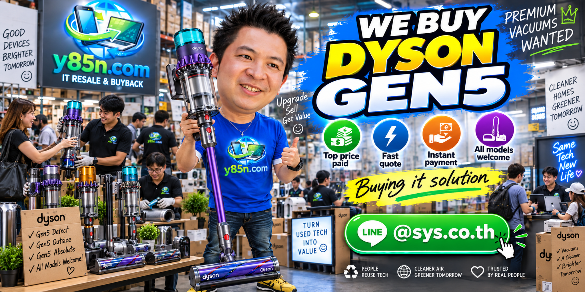 Busy Y85N.com warehouse buying Dyson Gen5 vacuums from international sellers in Thailand