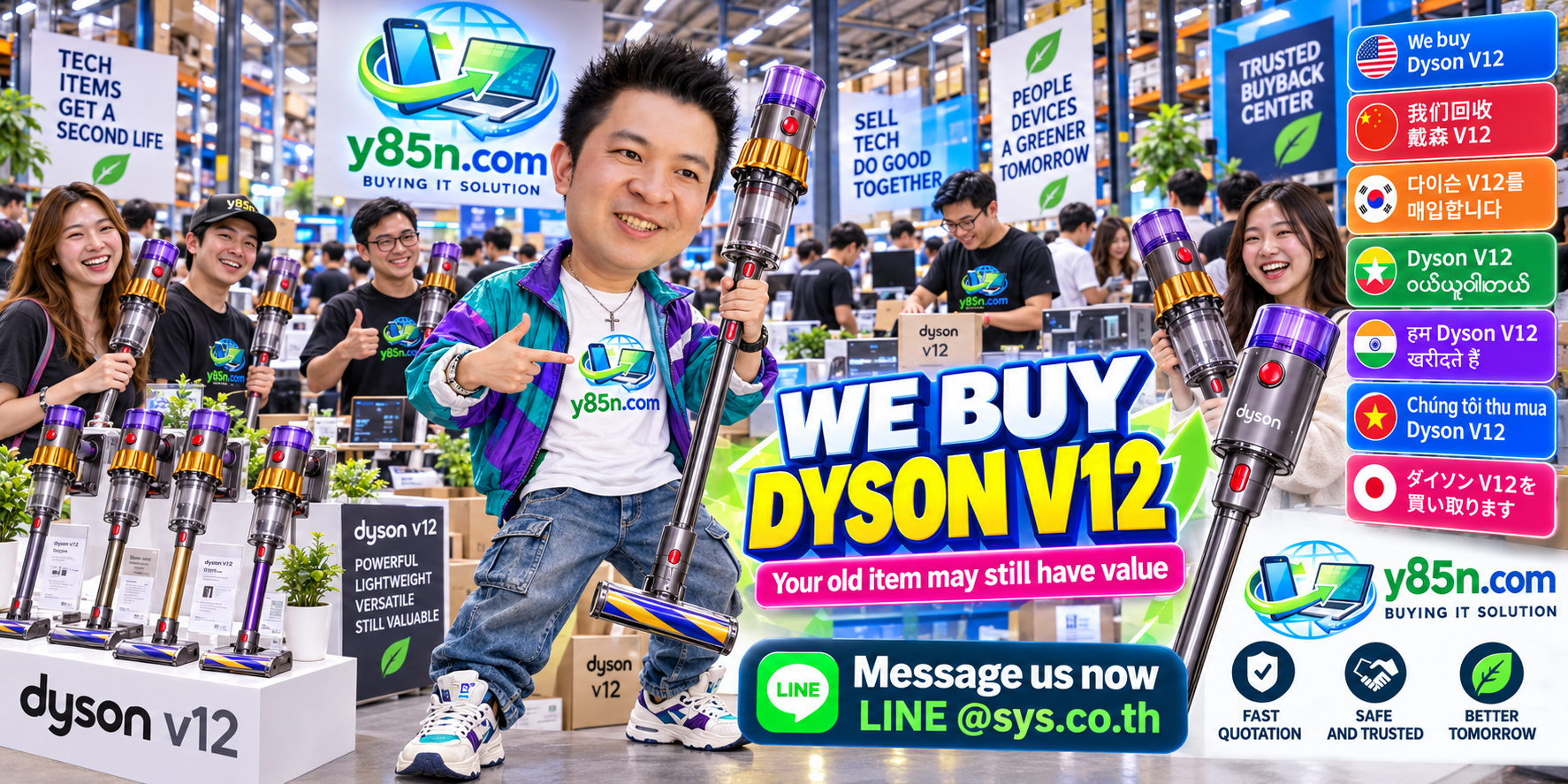 Busy Y85N.com warehouse buying Dyson V12 vacuums in Thailand
