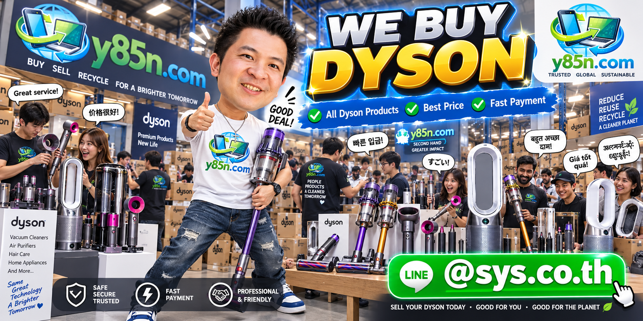 Y85N.com warehouse style We Buy Dyson service for international sellers in Thailand