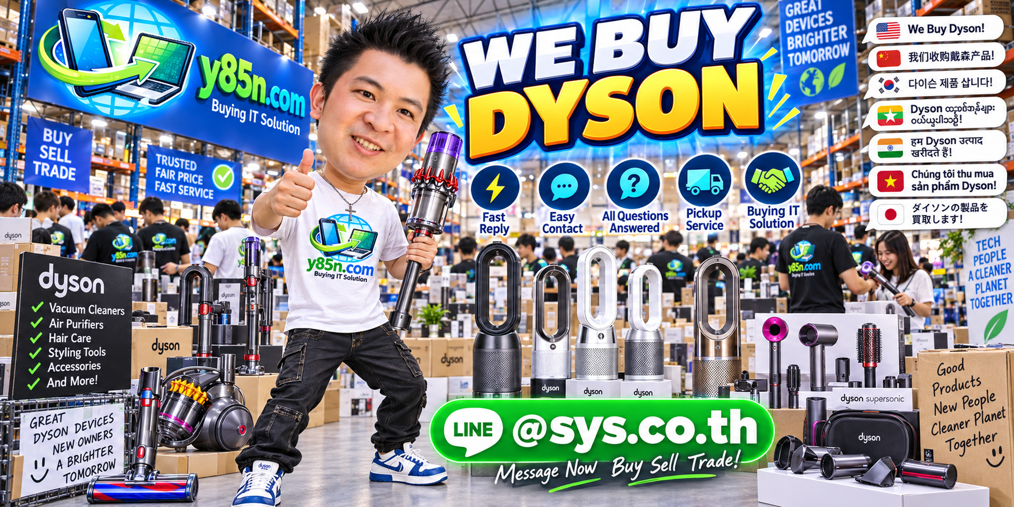 Y85N.com We Buy Dyson contact banner with LINE at sys.co.th