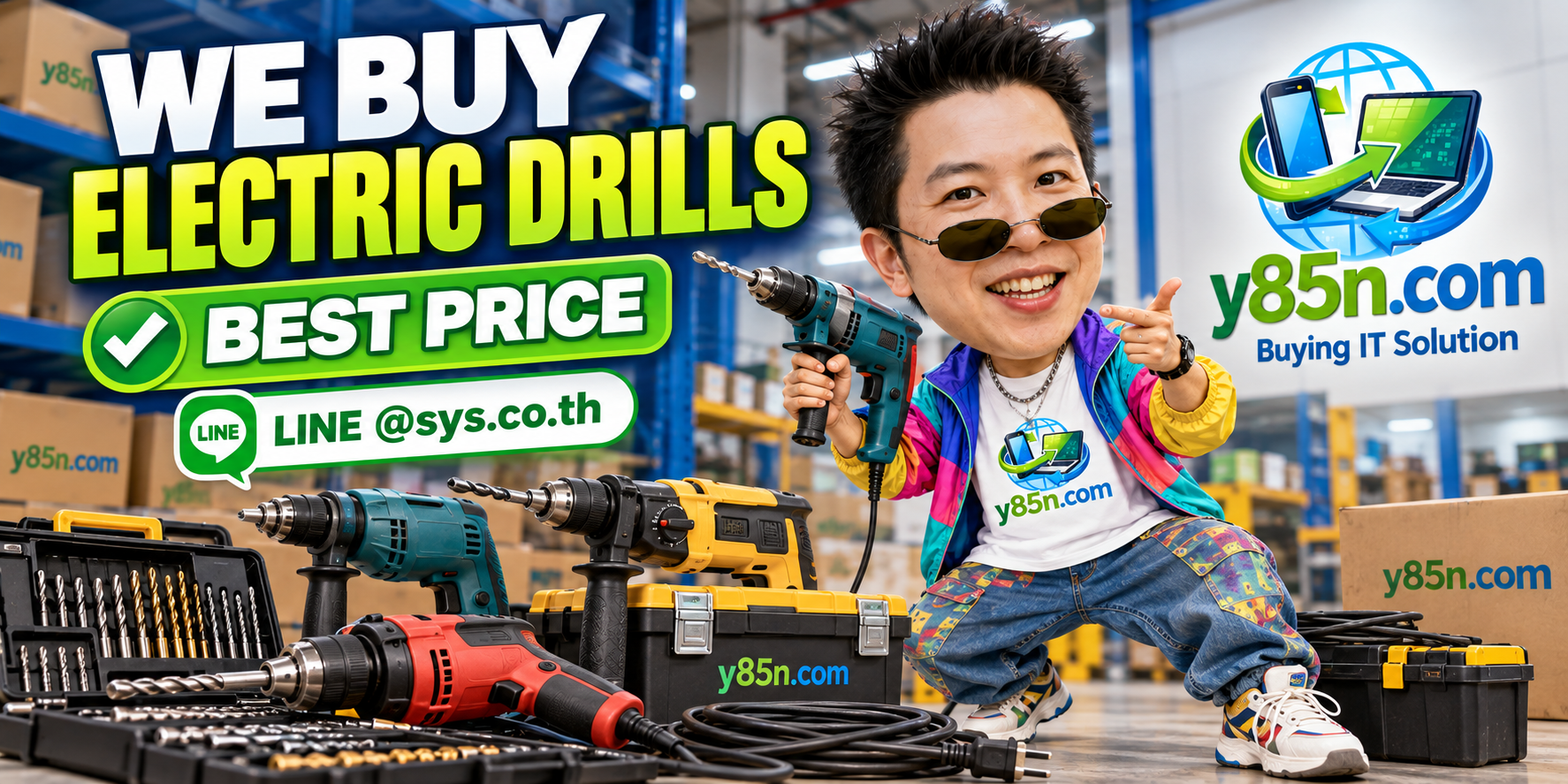 Y85N.com warehouse buying used electric drills with international seller support