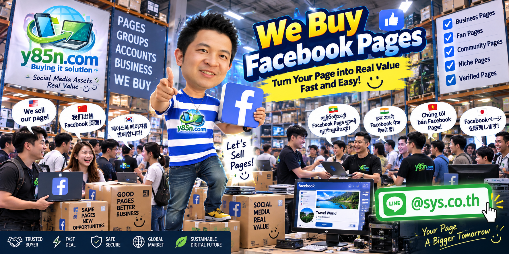 Busy Y85N.com digital asset warehouse promoting Facebook Page evaluation in Thailand