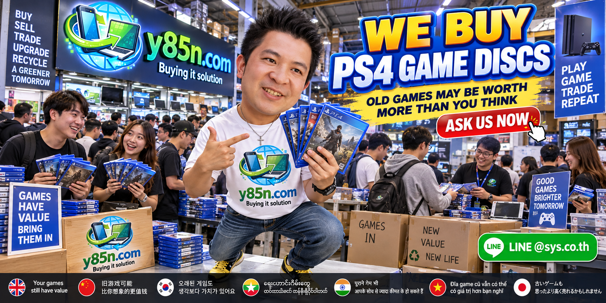 Busy Y85N.com PS4 game disc buying warehouse serving sellers across Thailand