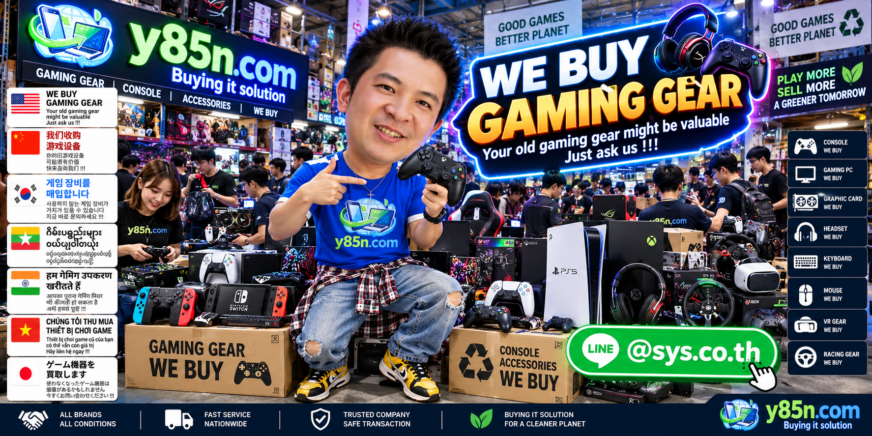 Busy Y85N.com gaming gear buying warehouse in Thailand