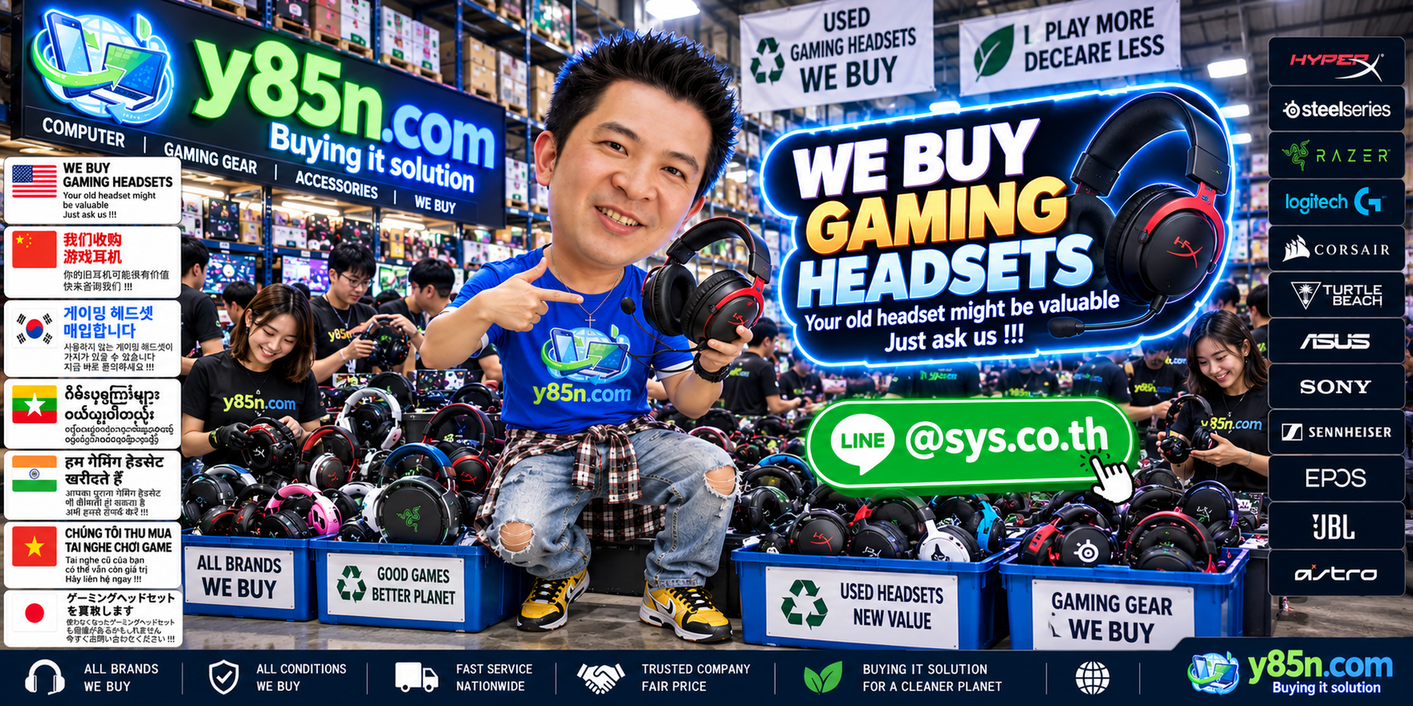 Busy Y85N.com gaming headset buying warehouse in Thailand