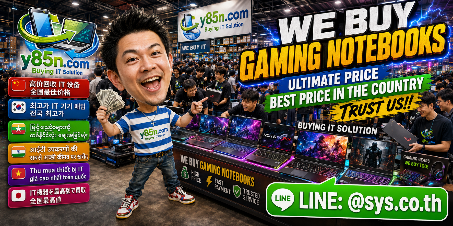 Busy Y85N.com warehouse buying gaming notebooks in Thailand
