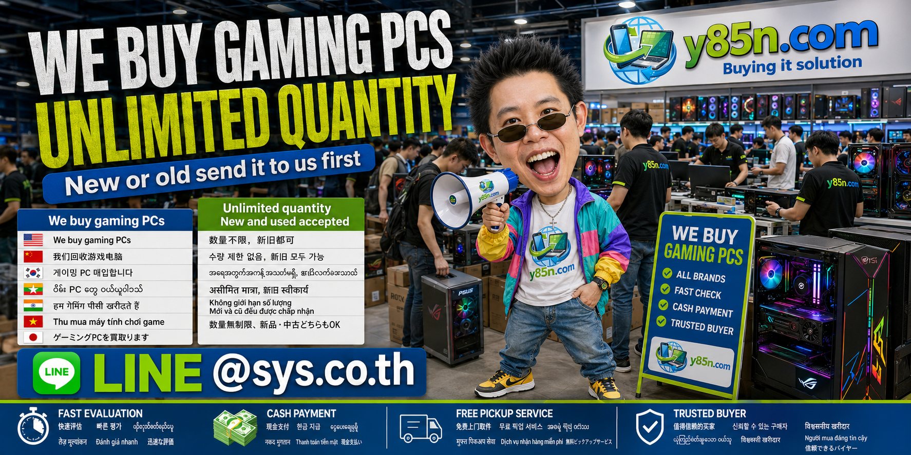 Y85N.com warehouse buying Gaming PCss and high spec computers in Thailand