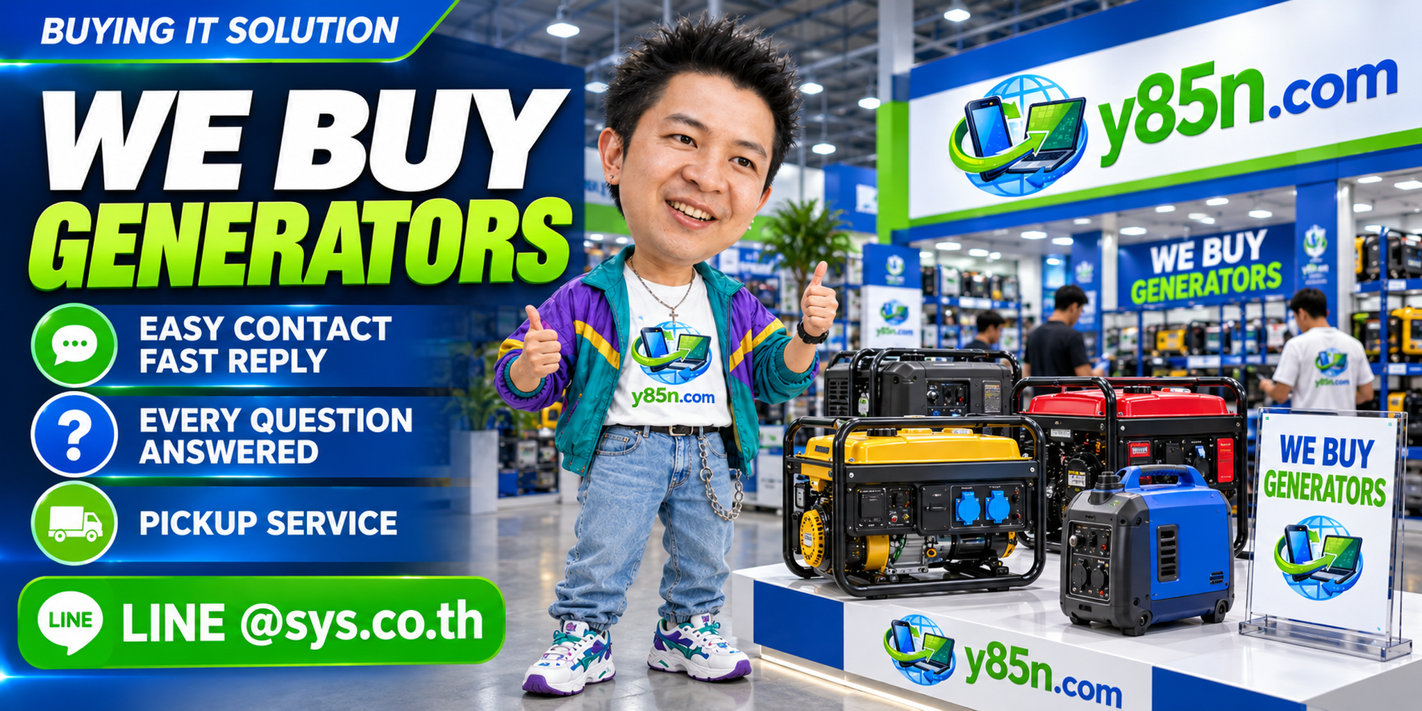Y85N.com generator buying contact banner with LINE at sys.co.th