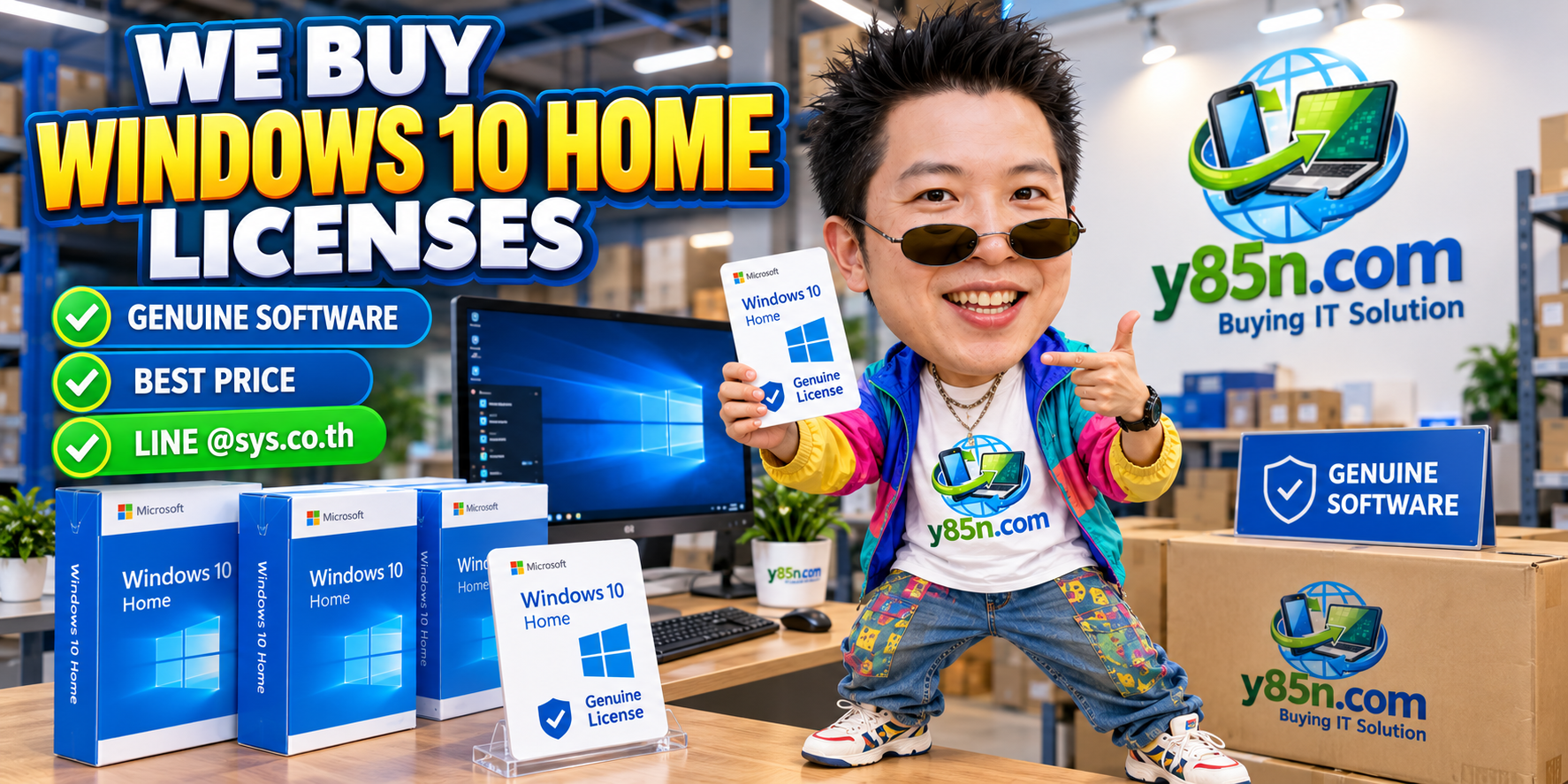 Y85N.com software license buying service for genuine Windows 10 Home inventory in Thailand