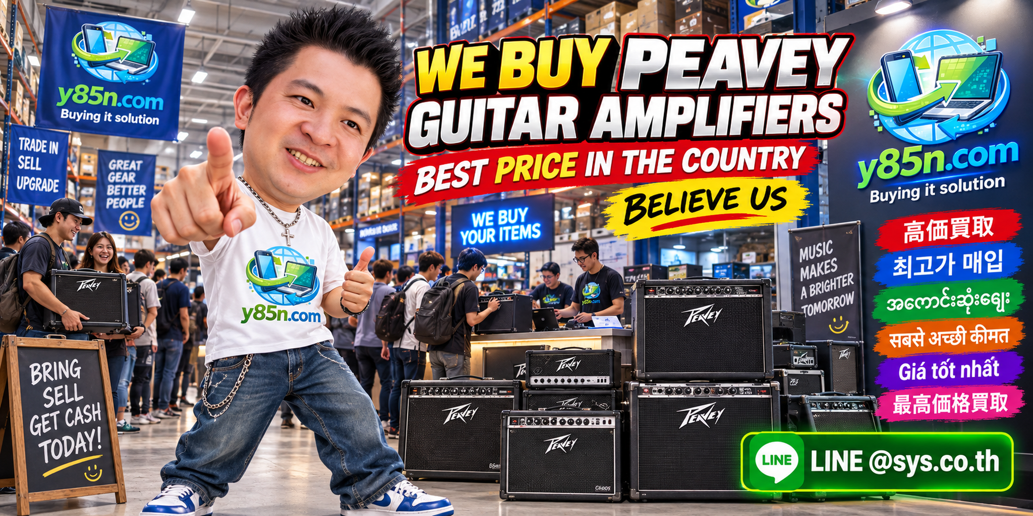 Y85N.com warehouse buying used Peavey guitar amplifiers with international seller support
