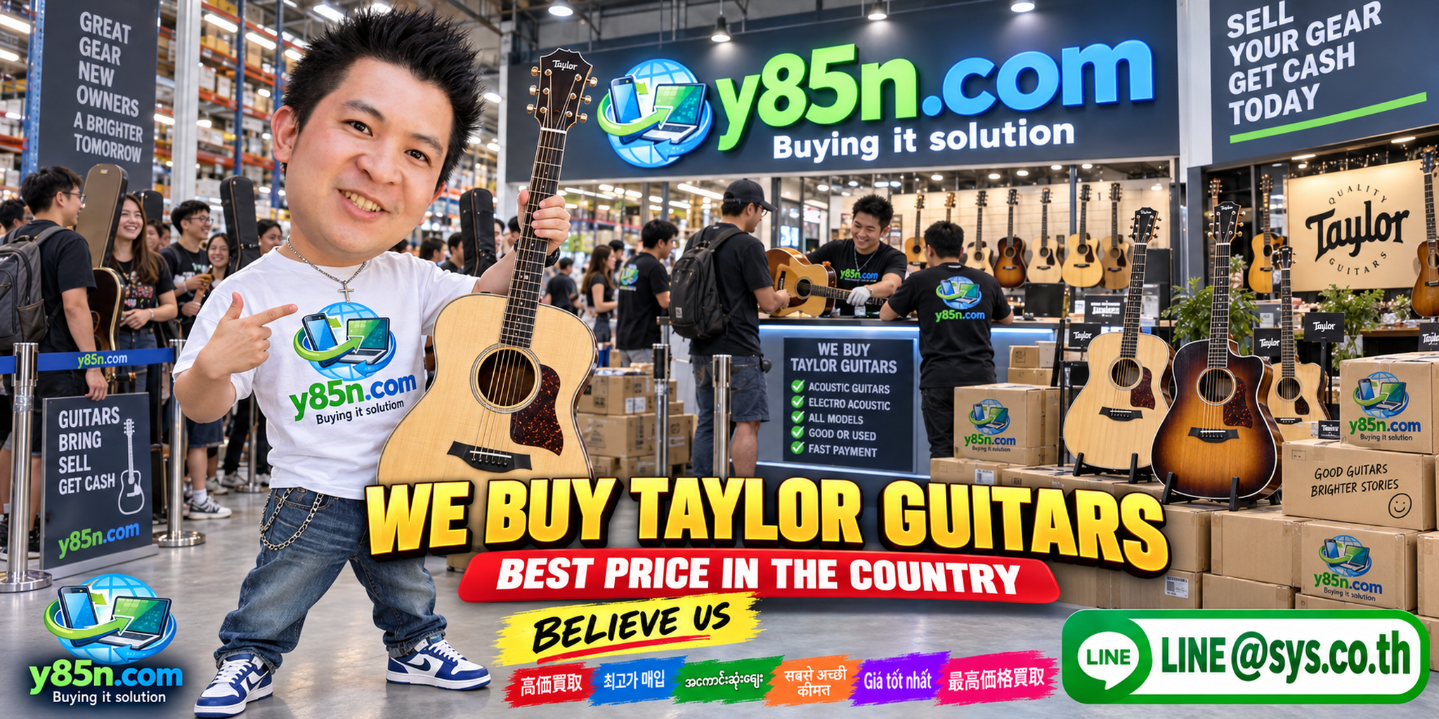 Y85N.com warehouse buying used Taylor guitars and complete collections