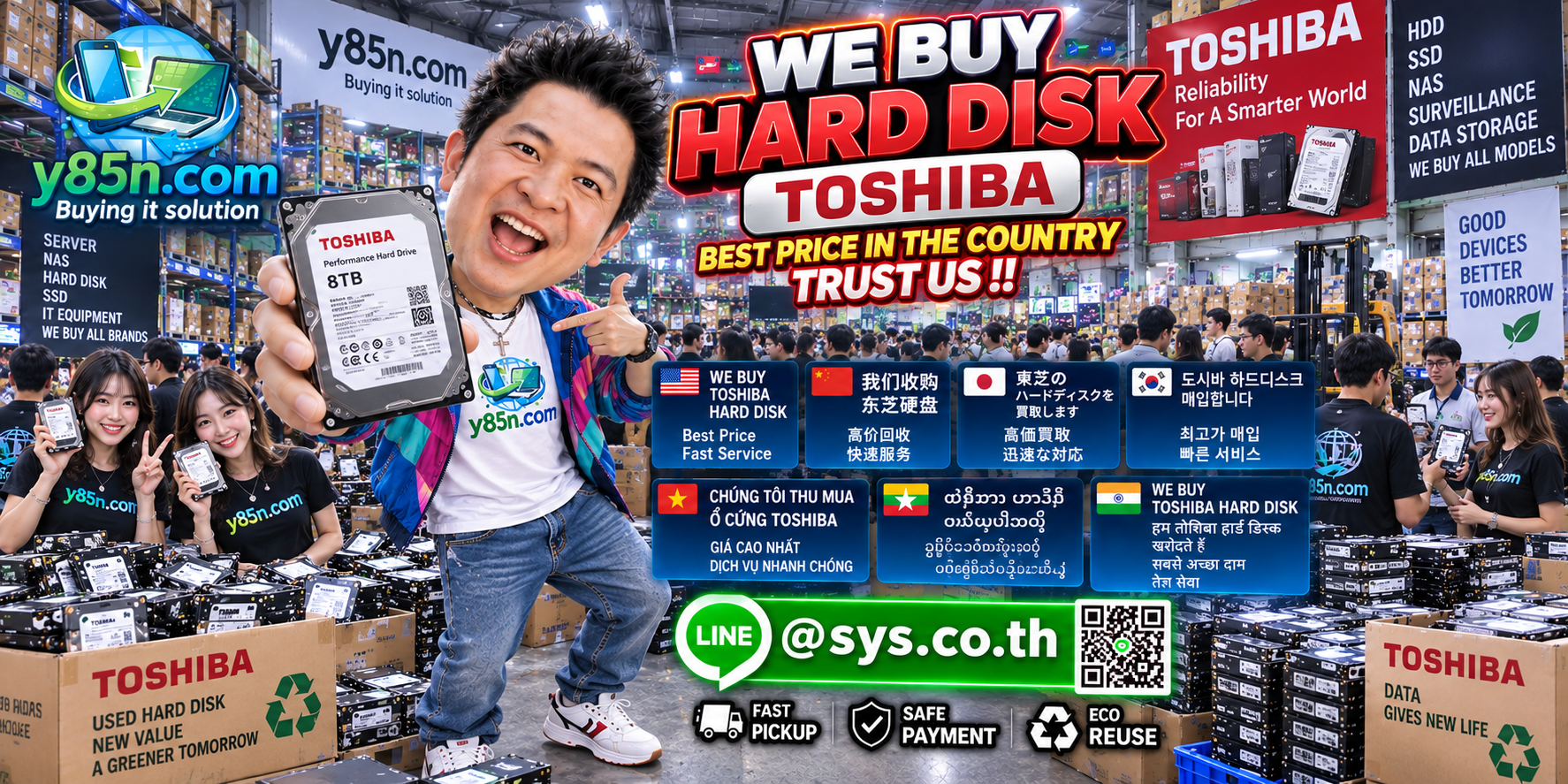 Y85N.com warehouse buying Toshiba hard disks from individual and international sellers in Thailand