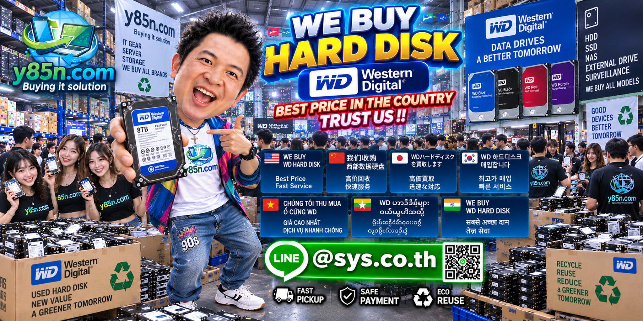 Y85N.com warehouse buying Western Digital hard drives with international seller support in Thailand