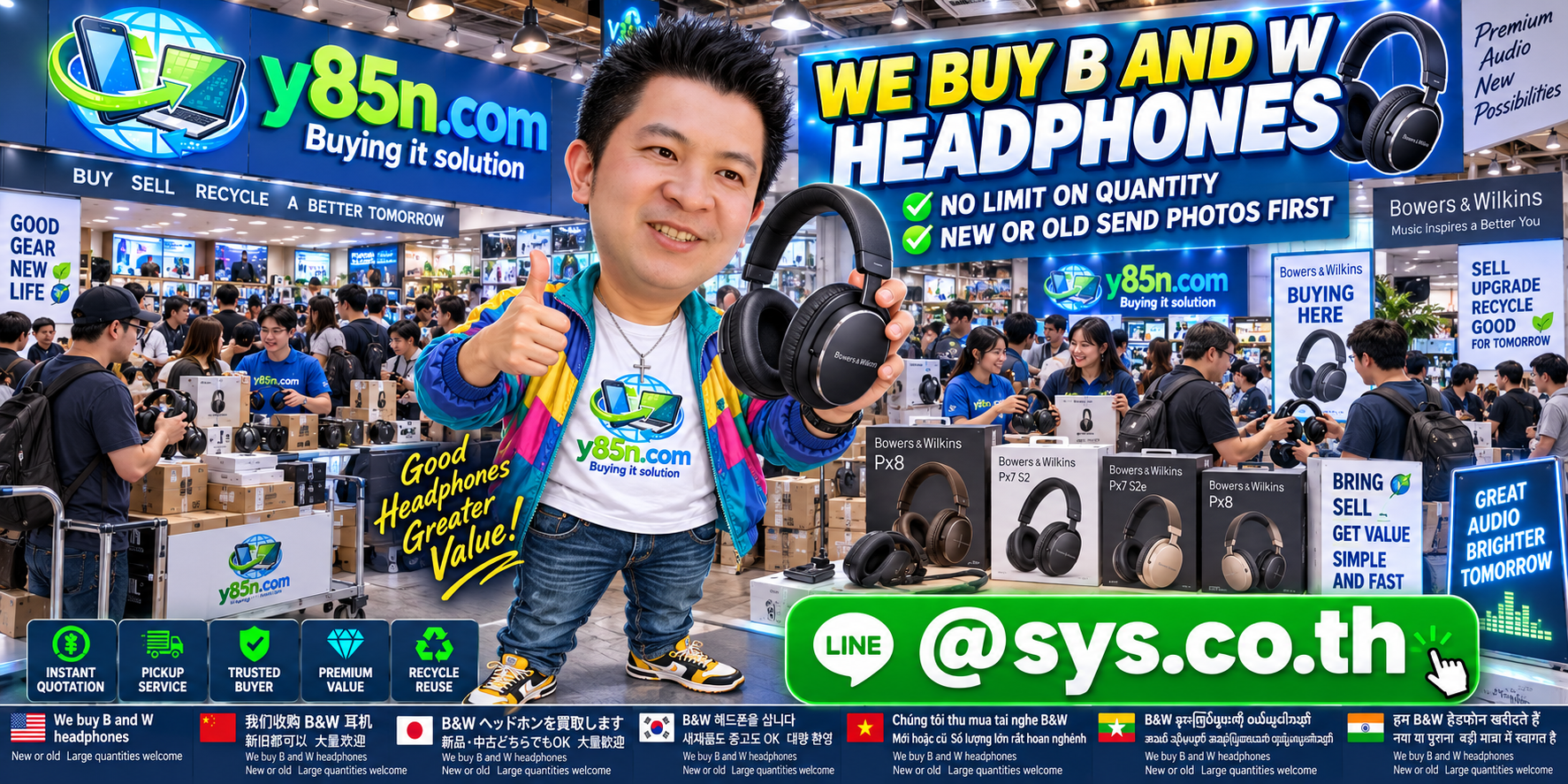 Y85N.com warehouse buying campaign for B&W headphones