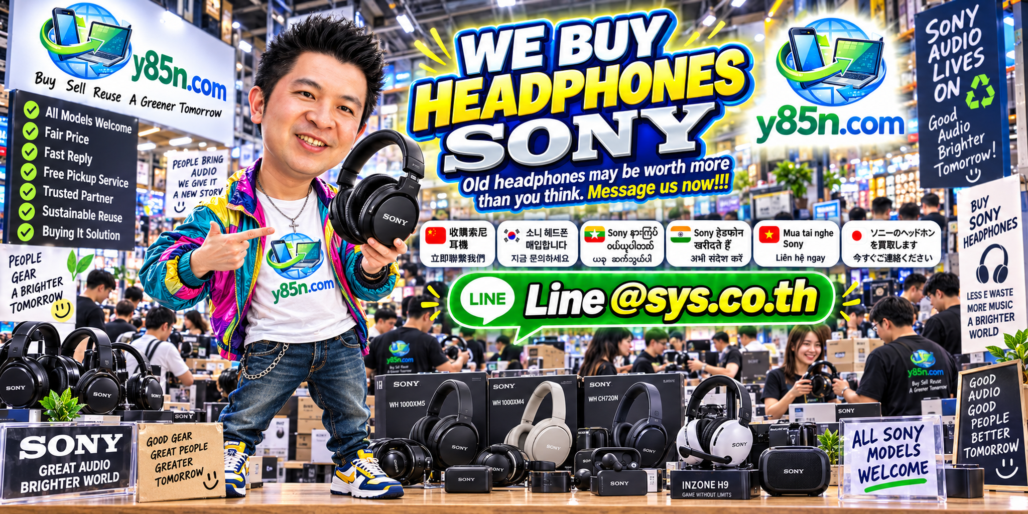 Busy Y85N.com Sony headphone buying warehouse in Thailand with international customers