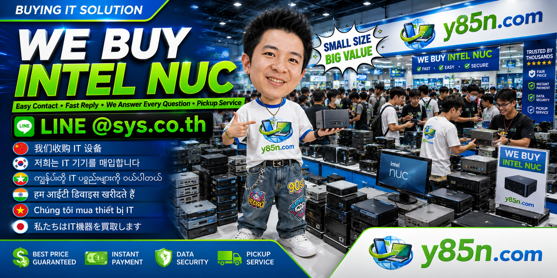 Y85N.com Intel NUC buying contact banner with LINE sys.co.th