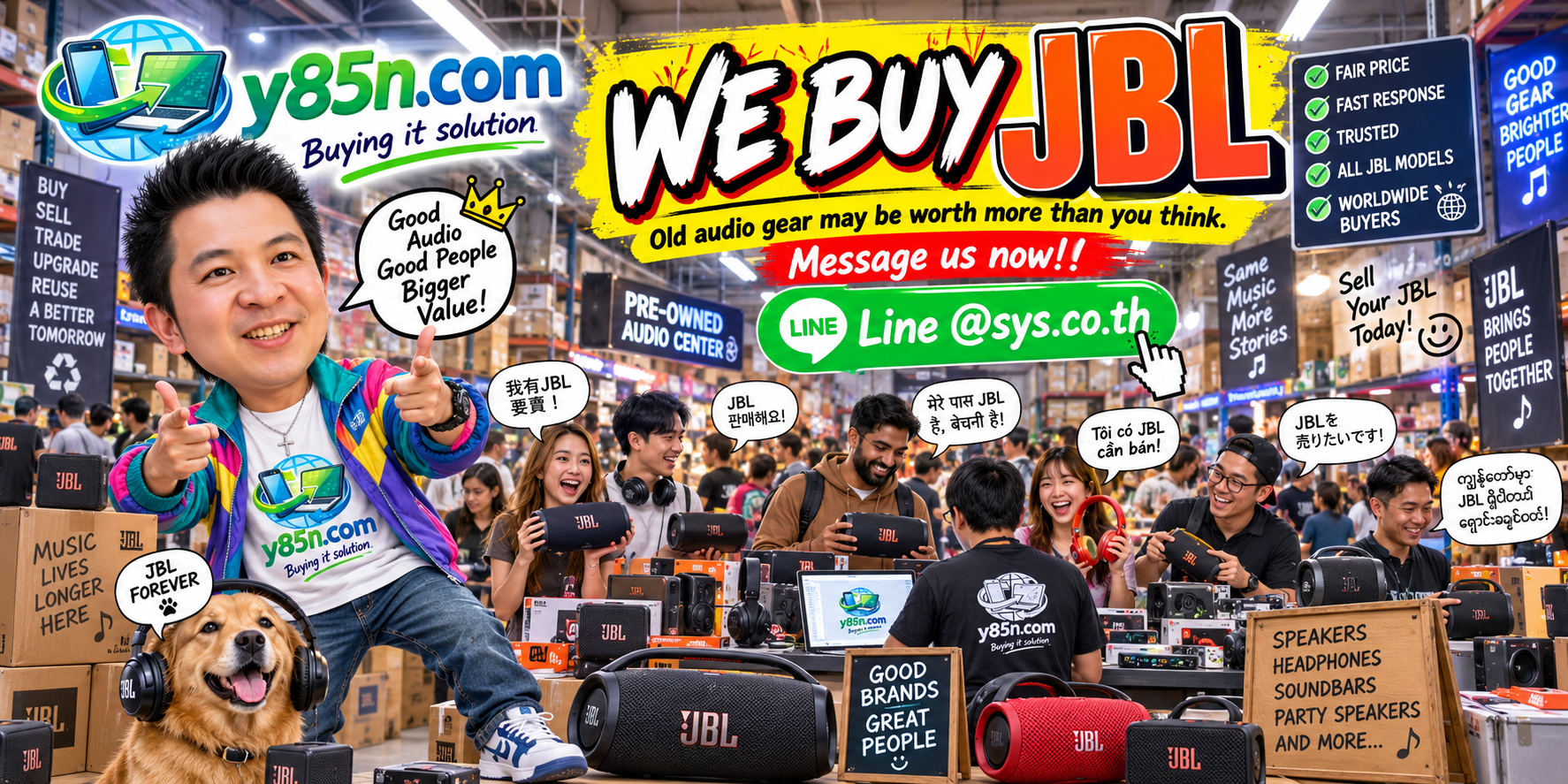 Busy Y85N.com JBL buying warehouse in Thailand with speakers, headphones and international seller service