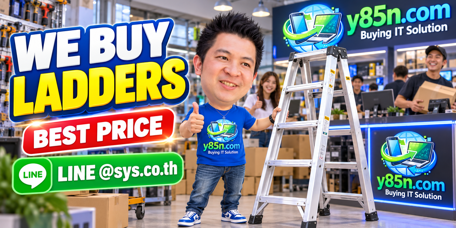 Y85N.com warehouse buying used ladders in Thailand