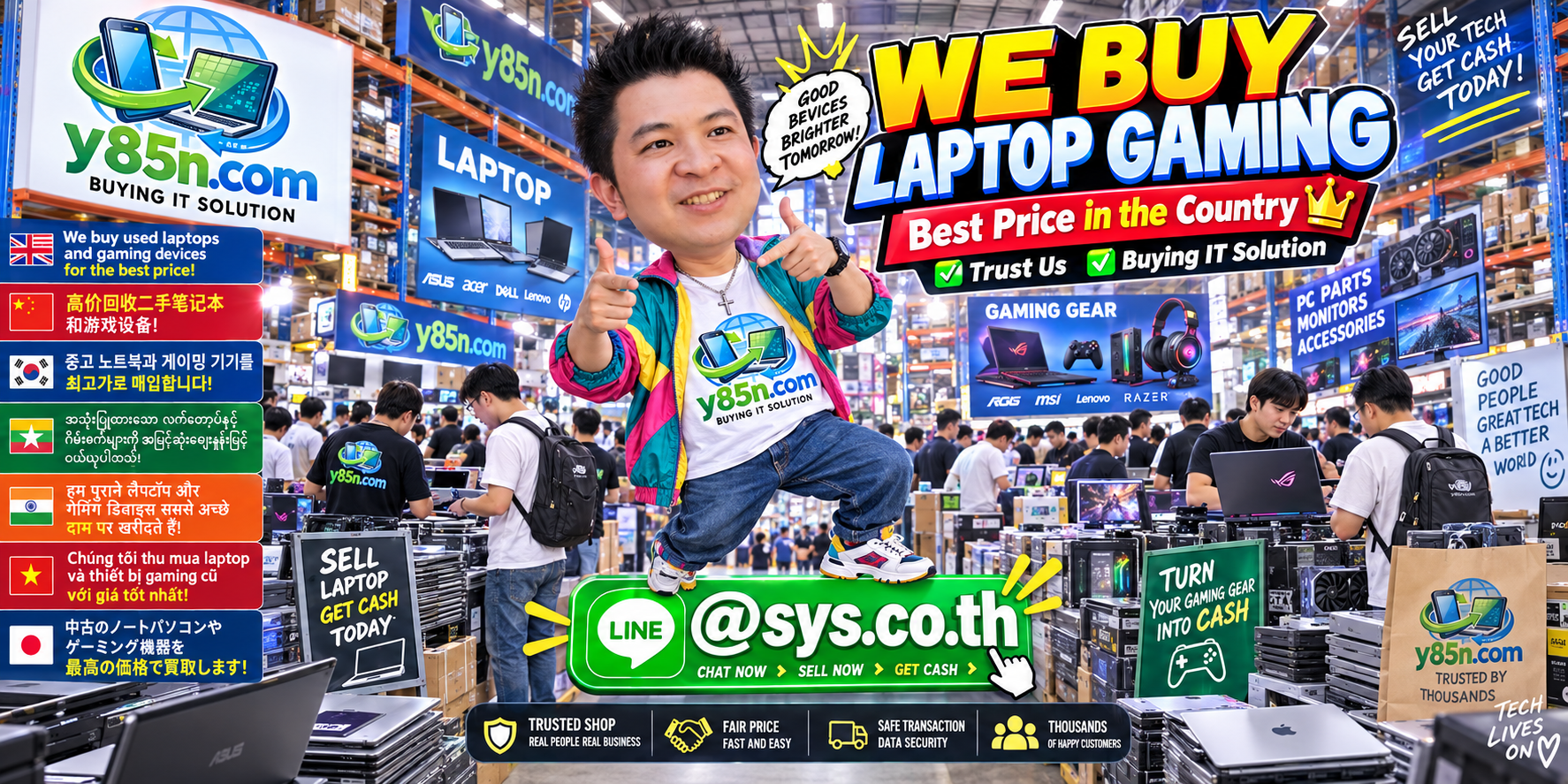 Y85N.com warehouse style buying gaming laptops and performance notebooks in Thailand