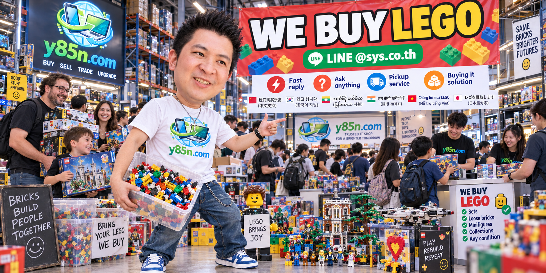 Y85N.com LEGO buying contact banner with LINE at sys.co.th