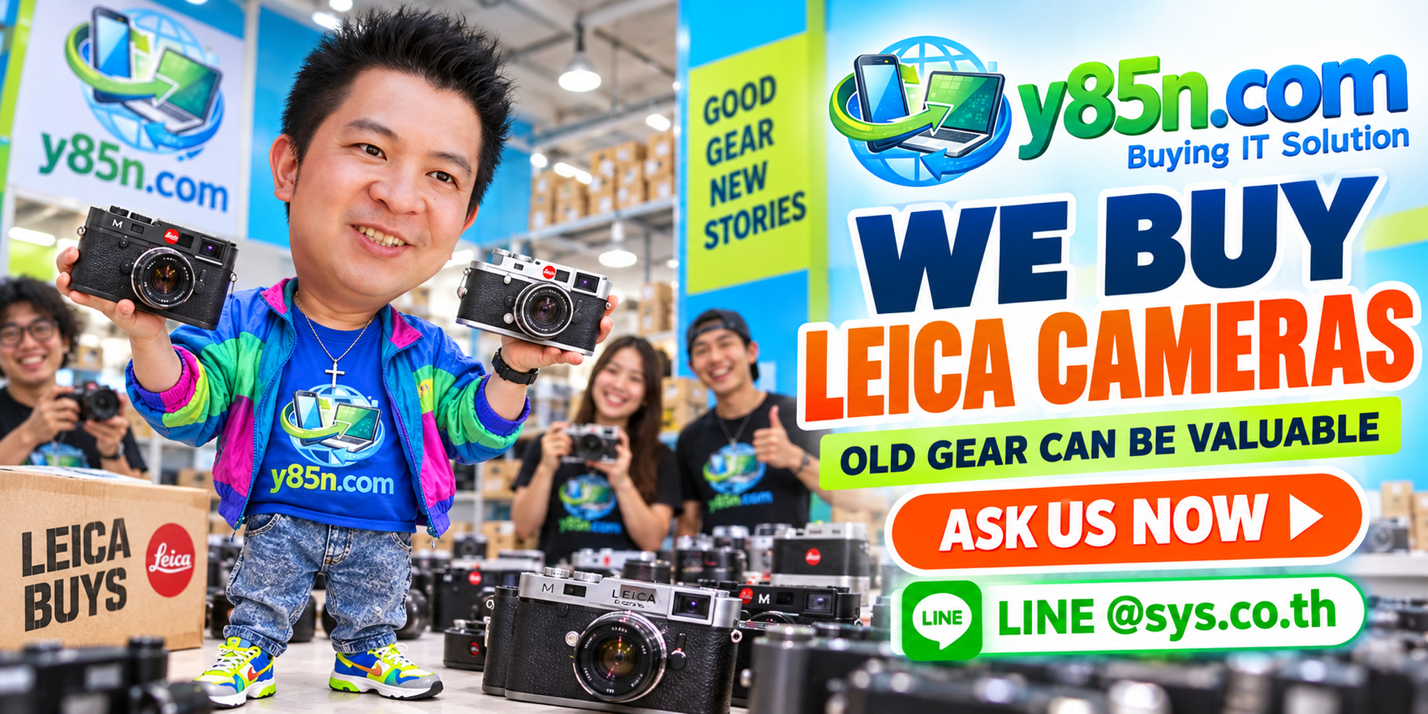 Busy Y85N.com warehouse style Leica camera buying service in Thailand