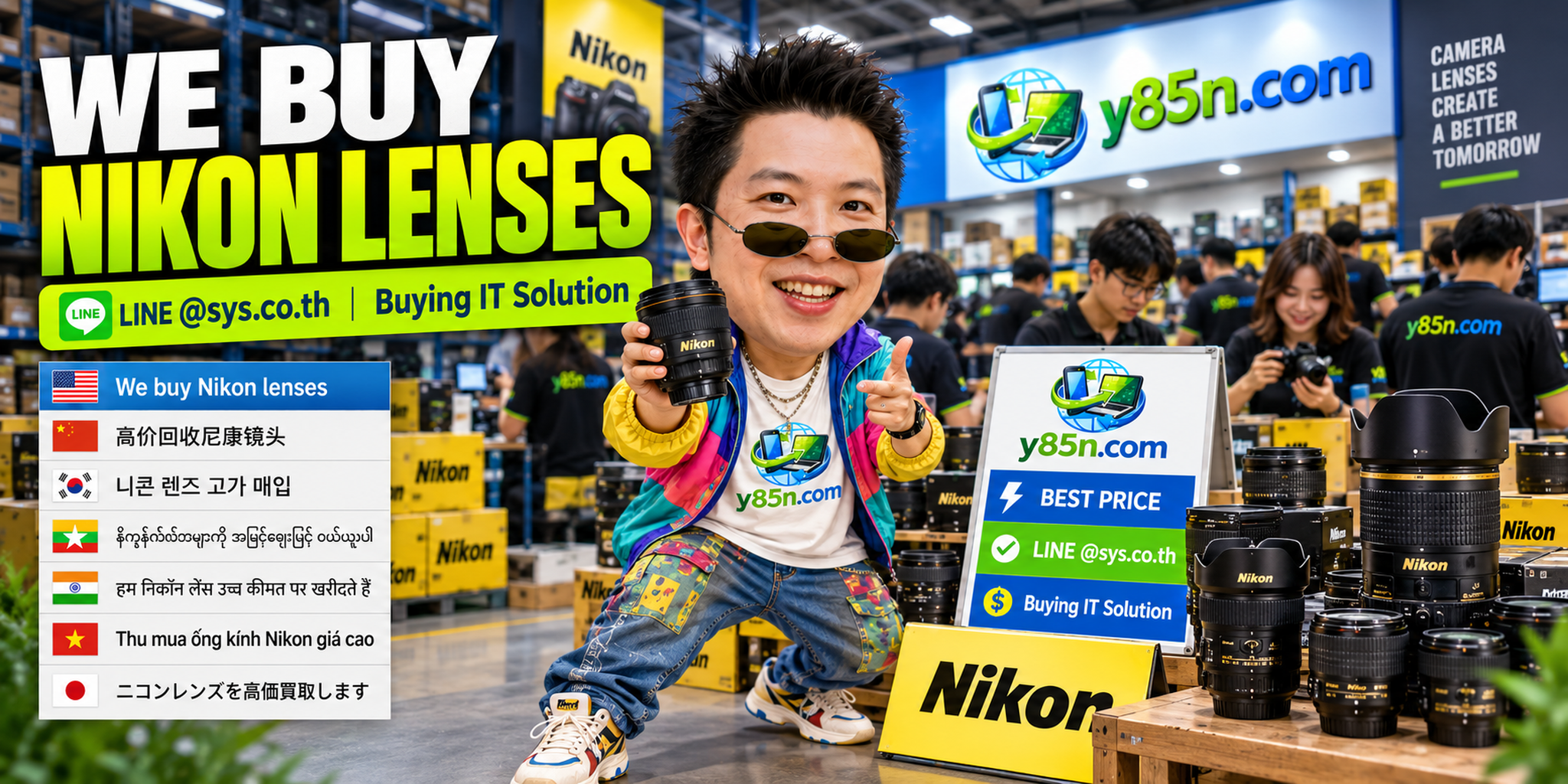 Y85N.com warehouse buying Nikon lenses with international seller service