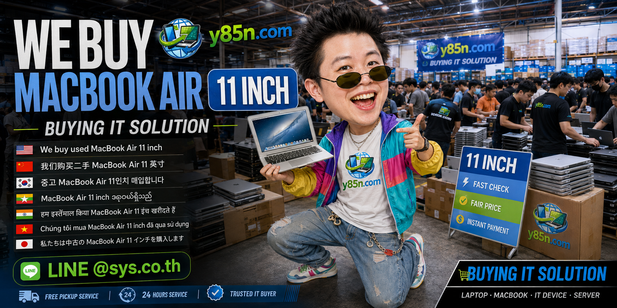 Y85N.com warehouse buying MacBook Air 11 Inch devices with international seller support