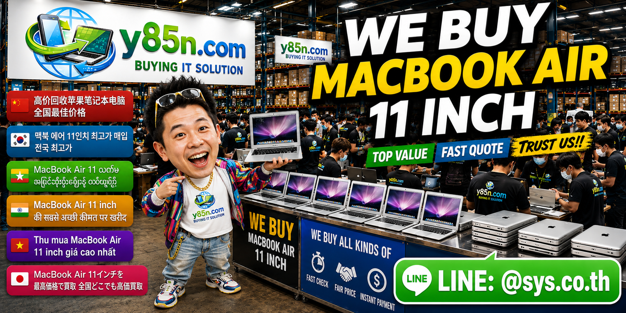 Y85N.com warehouse buying MacBook Air 11 Inch devices in Thailand